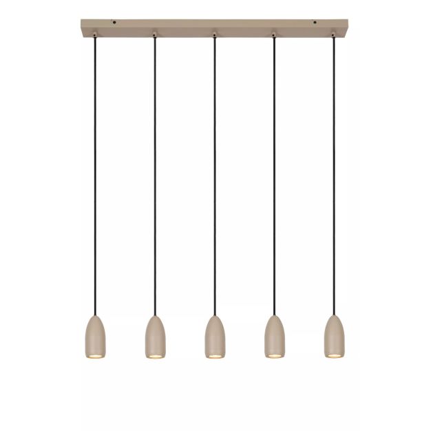 Lucide Evora 5L - hanglamp - 100 x 8 x 150 cm - taupe