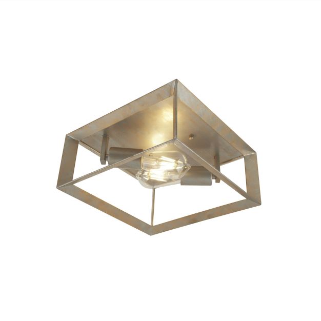 Searchlight Heaton - plafondverlichting - 30 x 30 x 30 cm - geborsteld zilver en goud