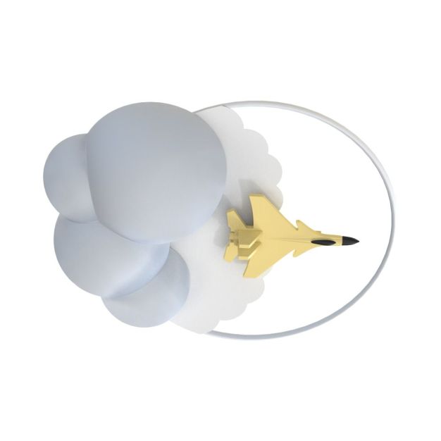 Zuma Line Fighter Jet - plafondlamp met afstandsbediening - 46 x 56 x 16 cm - 37W LED incl. - wit met goud