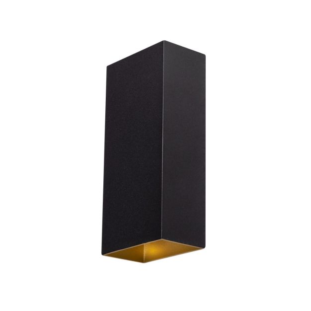 ETH David - wandlamp - 11,7 x 7,7 x 24,3 cm - zwart en goud