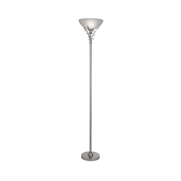 Searchlight Linea - staanlamp - Ø 26 x 179 cm - satijn zilver
