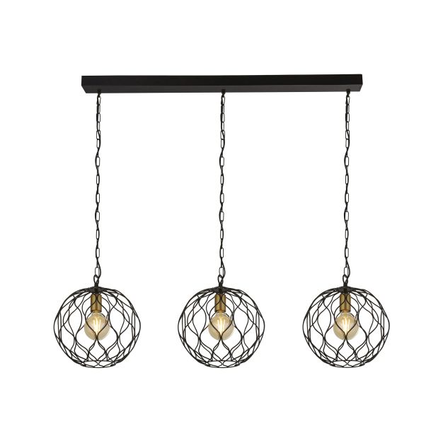 Searchlight Finesse - hanglamp - 95 x 25 x 80 cm - zwart en goud