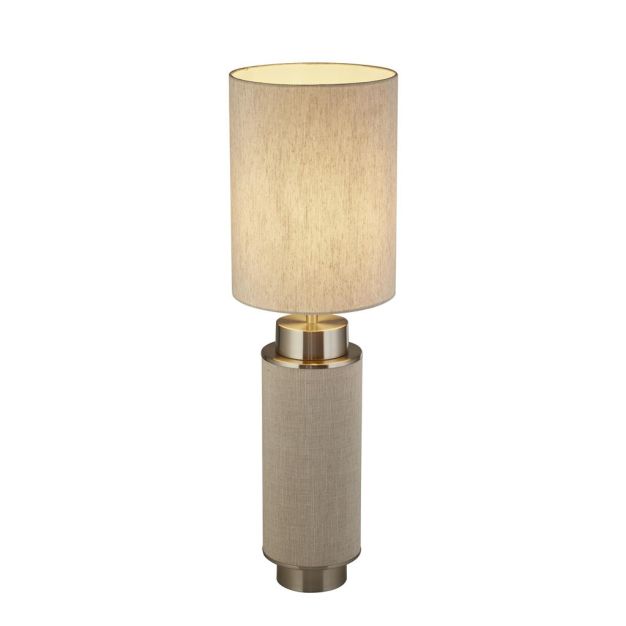 Searchlight Flask - tafellamp - Ø 22 x 72 cm - satijn nikkel en crème
