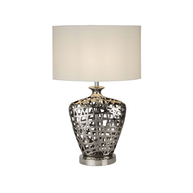 Searchlight Network - tafellamp - 36 x 20,5 x 57 cm - chroom en wit