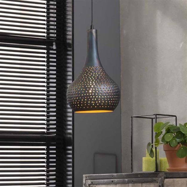 Vico Perforated - hanglamp - Ø 25 x 150 cm - zwart bruin