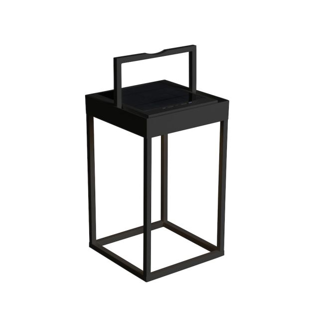 Konstsmide Portofino - draagbare vloer-, tafel- en wandlamp op zonne-energie met USB-poort - 15,5 x 30 x 18,5 cm - 2,2W dimbare LED incl. - IP54 - zwart