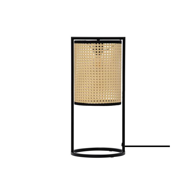 Nova Luce Erto - tafellamp - Ø 26 x 56 cm - zandzwart en rotan