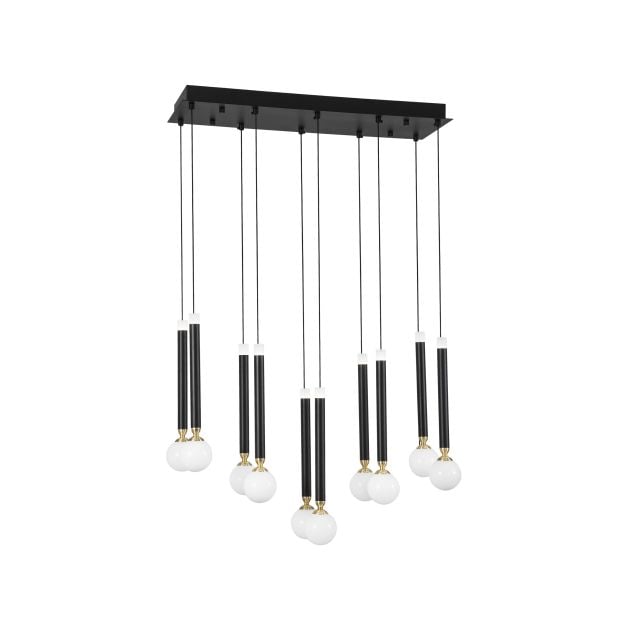 Nova Luce Cayo - hanglamp - 72 x 20 x 120 cm - 10 x 5W LED incl. - zwart
