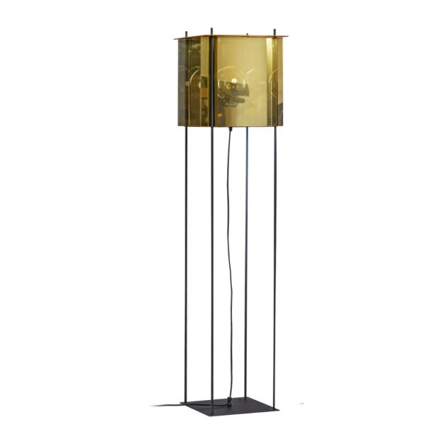 ETH Cube - vloerlamp - Ø 40 x 185 cm - zwart en goud/zilver