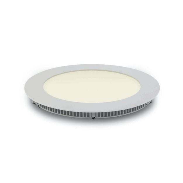ONE Light Round Recessed Panel - inbouw plafondverlichting - Ø 17,3 x 2,2 cm - 12W LED incl. - IP40 - wit - warm witte lichtkleur