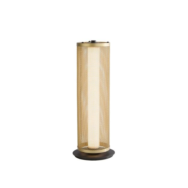 Searchlight Thread - tafellamp - Ø 13 x 35 cm - 3 stappen dimbaar - 12W LED incl. - goud en mat zwart