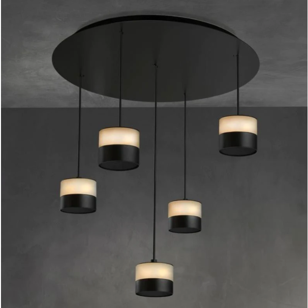 Heatsail Glow - hanglamp met verwarmingsfunctie - ø 17 x 17 x 150 cm - ronde plafondplaat met set van 5 - IP43 - zwart