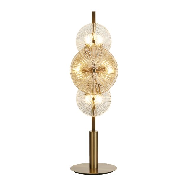 Searchlight Wagon - tafellamp - Ø 20 x 66 cm - brons, transparant en amber