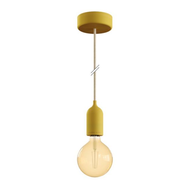 Creative Cables Eiva Pastel - buitenhanglamp met siliconen plafondbevestiging - Ø 12,5 x 164,5 cm - IP65 - mosterdgeel