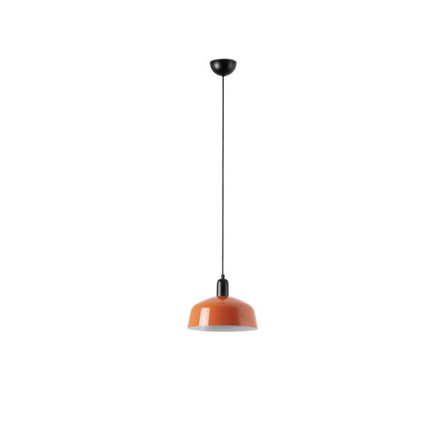 Faro Tatawin M - hanglamp - Ø 25 x 211,5 cm - satijnzwart en glansroodachtigoranje
