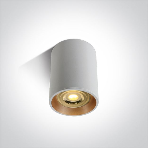 ONE Light Dark Light Cylinders - plafondverlichting - Ø 7 x 10 cm - wit en messing