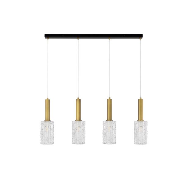 Nova Luce Certa - hanglamp - 90 x 120 x 12,5 cm - helder glas, messing goud en zwart