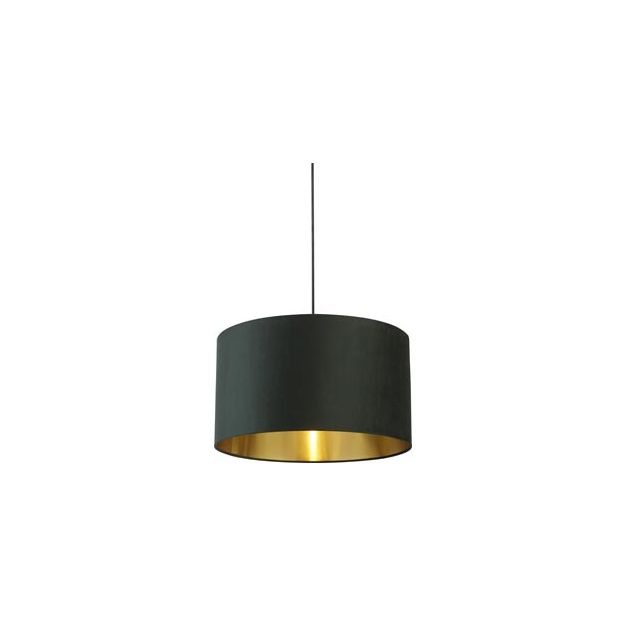 Searchlight Drum Shade - lampenkap - Ø 50 x 28 cm - donkergroen en geborsteld goud