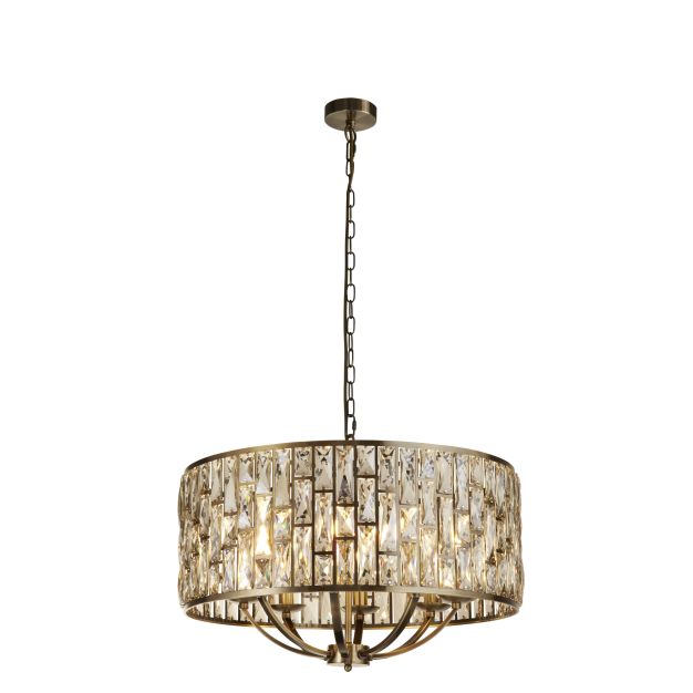 Searchlight Bijou - hanglamp - Ø 64 x 150 cm - antiek messing en champagne