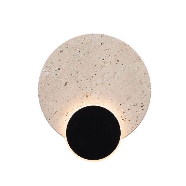 Maxlight Travertino - wandlamp - 20,5 x 18 x 5 cm - 5,5W LED incl. - zwart en grijs