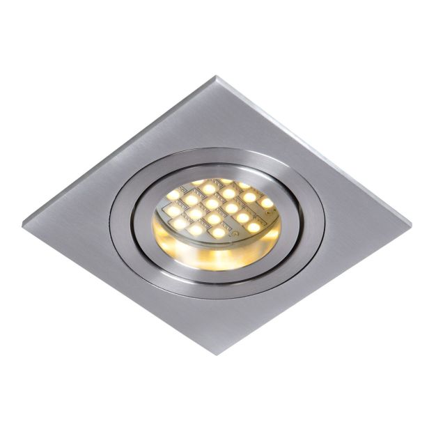 Lucide Tube II Square - inbouwspot - 92 x 92 mm, Ø 82 mm inbouwmaat - satijn chroom