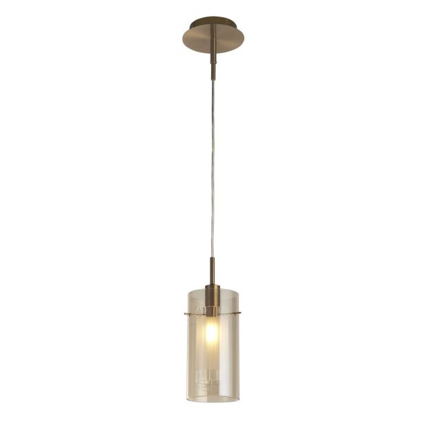 Searchlight Duo III - hanglamp - Ø 13 x 120 cm - brons en champagne
