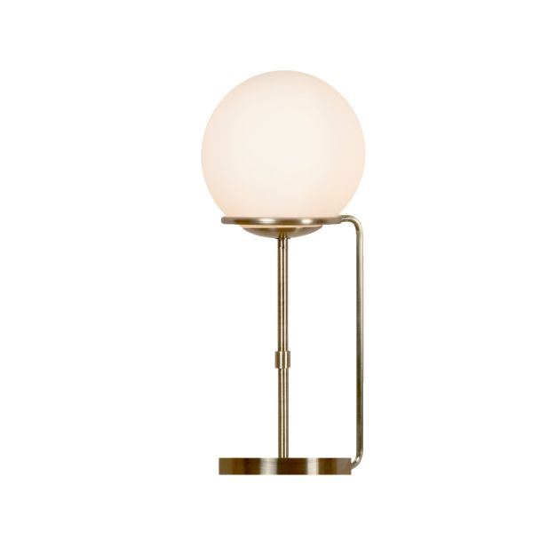 Searchlight Sphere - tafellamp - Ø 20 x 50 cm - antiek messing en opaal wit