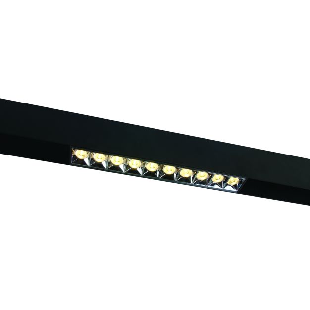 ONE Light magnetisch railsysteem MAXI - linear - railspot - 27 x 3,7 x 4,7 cm - 22W DALI dimbare LED incl. - zwart met zilveren reflector