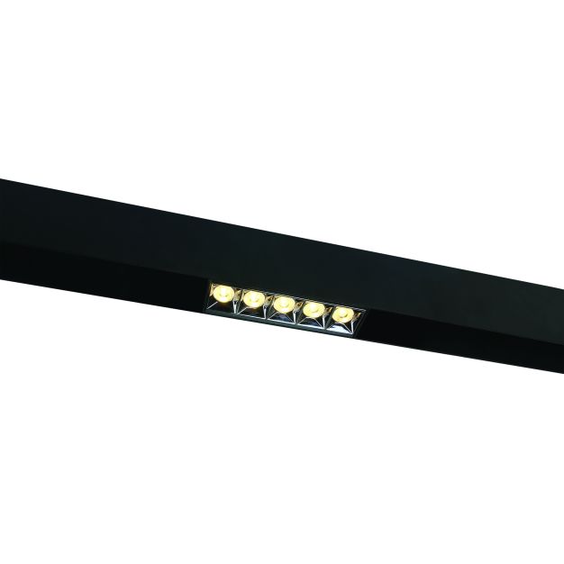 ONE Light magnetisch railsysteem MAXI - linear - railspot - 13,8 x 3,7 x 4,7 cm - 12W LED incl. - zwart met zilveren reflector