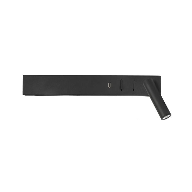 Nova Luce Vida - wandverlichting met schakelaar en USB-lader - 35 x 10 x 8 cm - 5W + 3W LED incl. - zand zwart