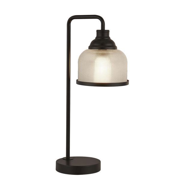 Searchlight Highworth - tafellamp - 22 x 45 cm - mat zwart en transparant