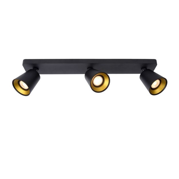 Lucide Turnon - plafondverlichting - 9 x 53 x 12,3 cm - 3 x 5W LED incl. - dim to warm - zwart