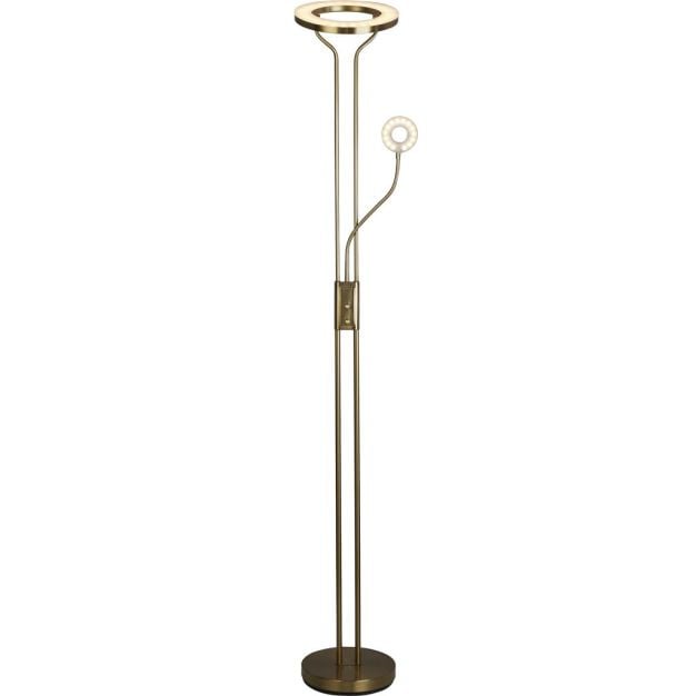 Searchlight Mother & Child - staanlamp met leeslamp - Ø28 x 193 cm - 25,5W + 5W dimbare LED incl. - satijn messing