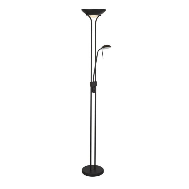 Searchlight Mother & Child - staanlamp met leeslamp - Ø25,4 x 180 cm - 15,5W + 5W dimbare LED incl. - mat zwart