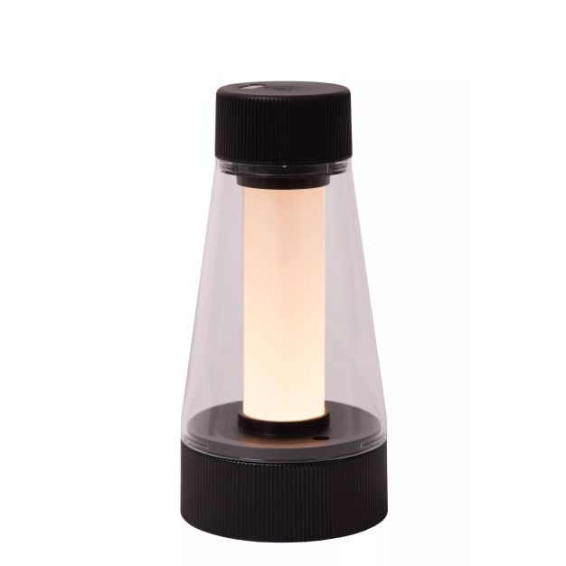 Lucide Lorali - oplaadbare tafellamp - Ø 7,7 x 16 cm - 1,2W LED met dimfunctie incl. - IP44 - zwart