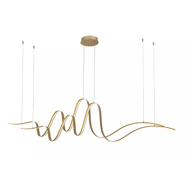 Lucide Lambada - hanglamp - 160 x 24 x 220 cm - 2 x 55W dimbare LED incl. - goud