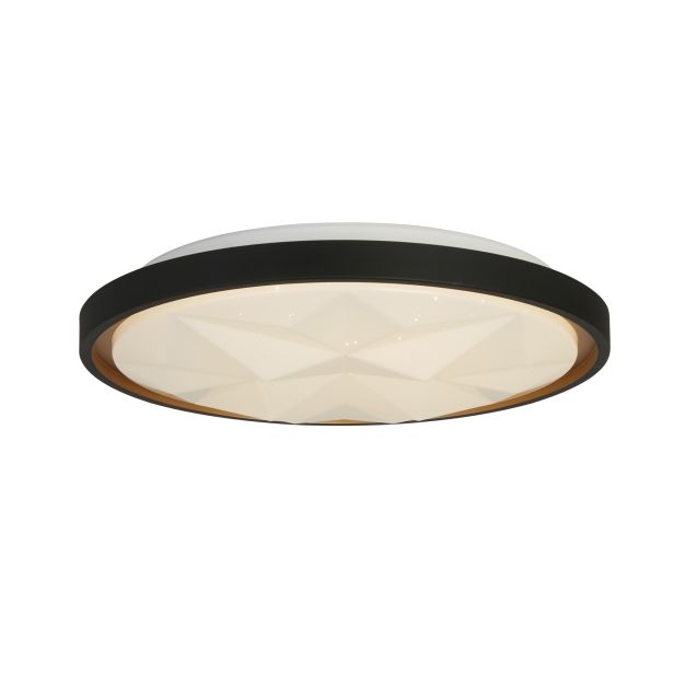 Searchlight Satellite - plafondverlichting met afstandsbediening - Ø 42 x 6 cm - 24W dimbare LED incl. - zwart en goud