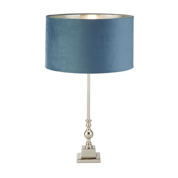 Searchlight Whitby - tafellamp - Ø 38 x 67 cm - chroom, zilver en blauwgroen