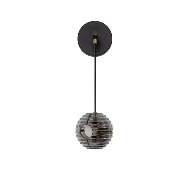 Nova Luce Las - wandlamp - Ø 15 x 52 cm - 13W LED incl. - zandzwart, goud en rokerig grijs
