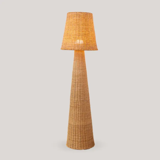 New Garden Lola 165 Nature - buiten vloerlamp met oplaadbare lichtbron op afstandsbediening - Ø 45 x 165 cm - IP54 - rotan