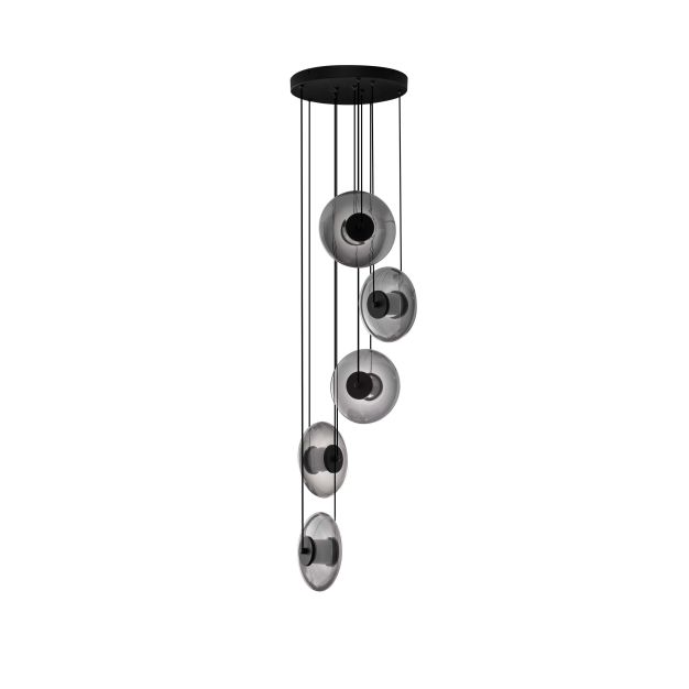 Nova Luce Ballet - hanglamp - Ø 40 x 220 cm - 40W dimbare LED incl. - zandzwart en rokerig grijs
