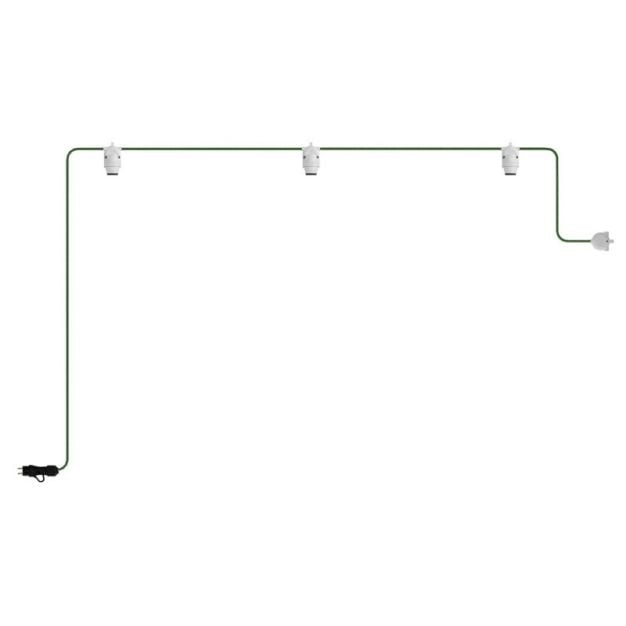 Creative Cables Eiva - draagbare lichtslinger - 4,9 meter totale lengte - 3 x Eiva 2-way E27-fitting met siliconen kabelhouder - IP65 - groen & wit