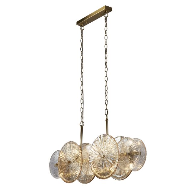 Searchlight Wagon - hanglamp - 90 x 16 x 120 cm - brons, transparant en amber