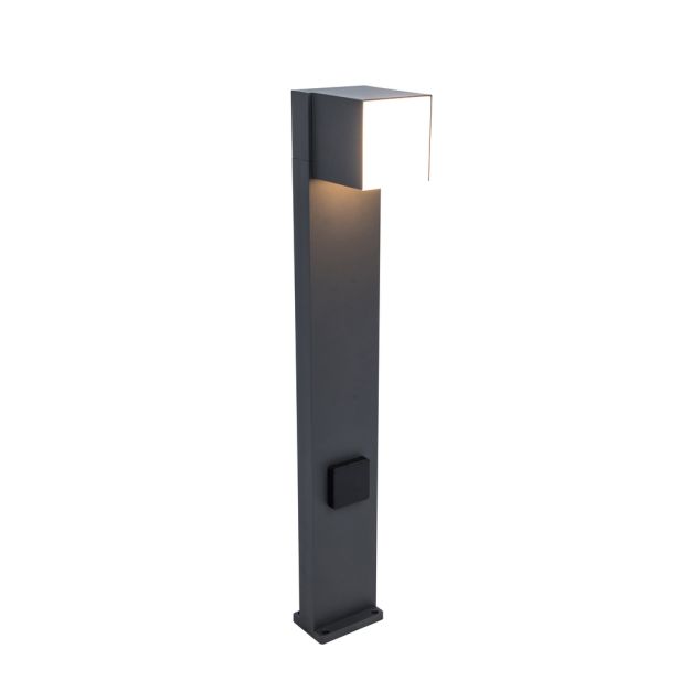 Lutec Cuba - tuinpaal met stekker (met aarding) - 23,7 x 11 x 75 cm - 12,2W LED incl. - IP54 - donkergrijs