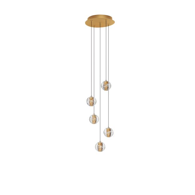 Nova Luce Licio - hanglamp - Ø 31 x 150 cm - 16W dimbare LED incl. - goud