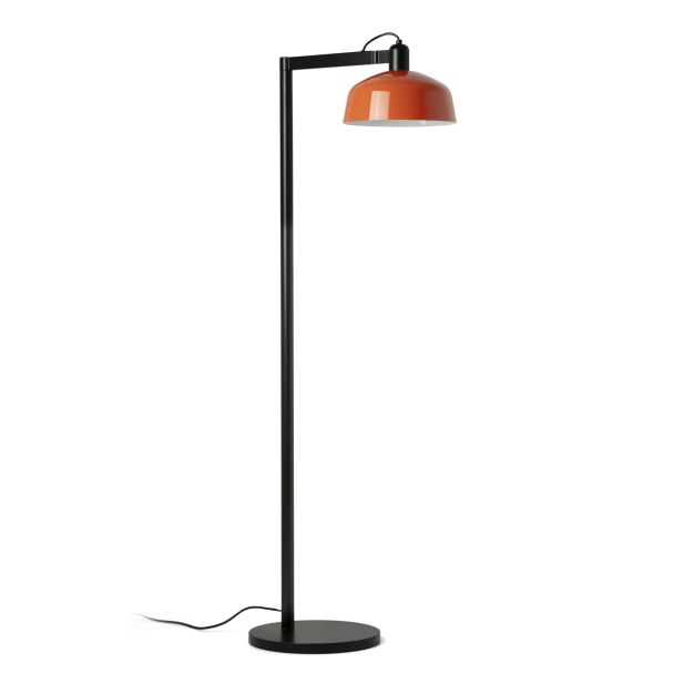 Faro Tatawin - vloerlamp - 30 x 47,7 x 148 cm - satijnzwart en glansroodachtigoranje