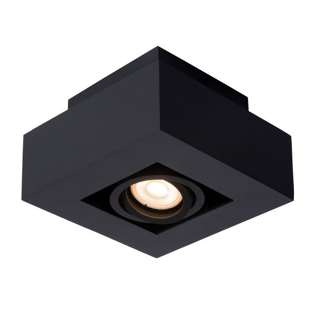 Lucide Xirax - opbouwspot 1L - 14 x 14 x 8,8 cm - 5W dimbare LED incl. - dim to warm - zwart