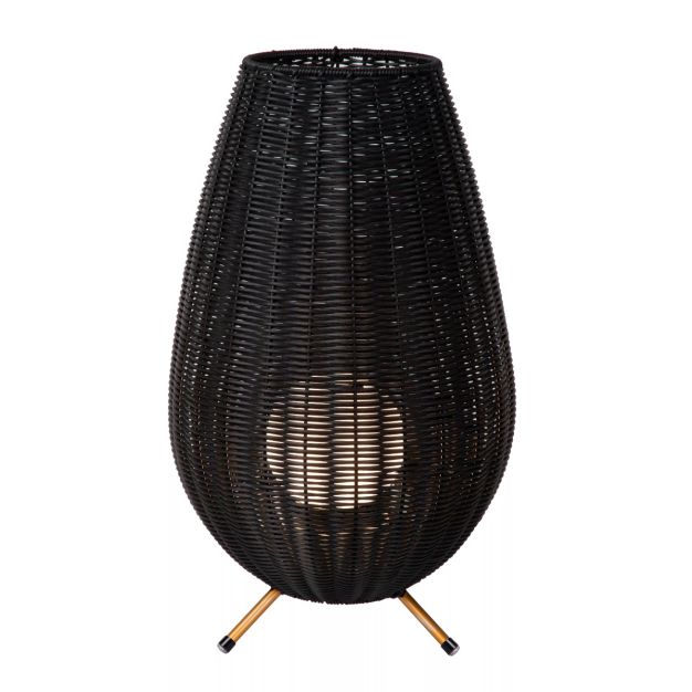 Lucide Colin - oplaadbare tafellamp buiten - Ø 30 x 50 cm - 3 stap dimmer - 3W dimbare LED incl. - IP44 - zwart