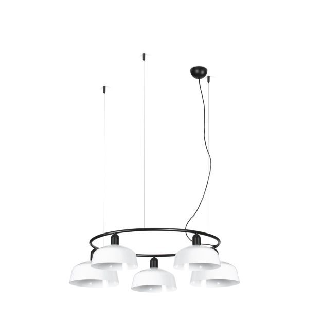Faro Tatawin M - hanglamp - Ø 96,6 x 100 x 210 cm - satijnzwart en glanswit