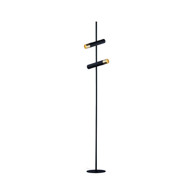 Searchlight Cylinder - vloerlamp - 22 x 151 cm - 2 x 3,5W LED incl. - zwart en goud